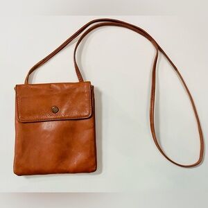 Boss brown leather crossbody bag passport wallet, vintage